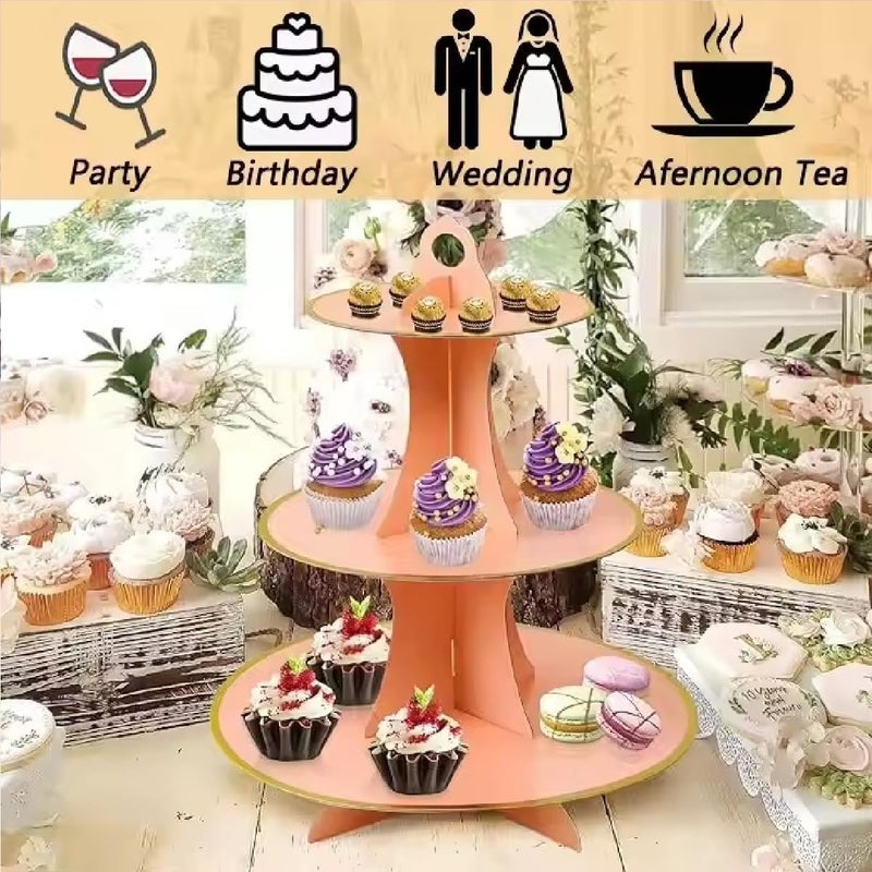 ThePartyPopper PEACH THREE TIER CUPCAKE STAND - Image 4