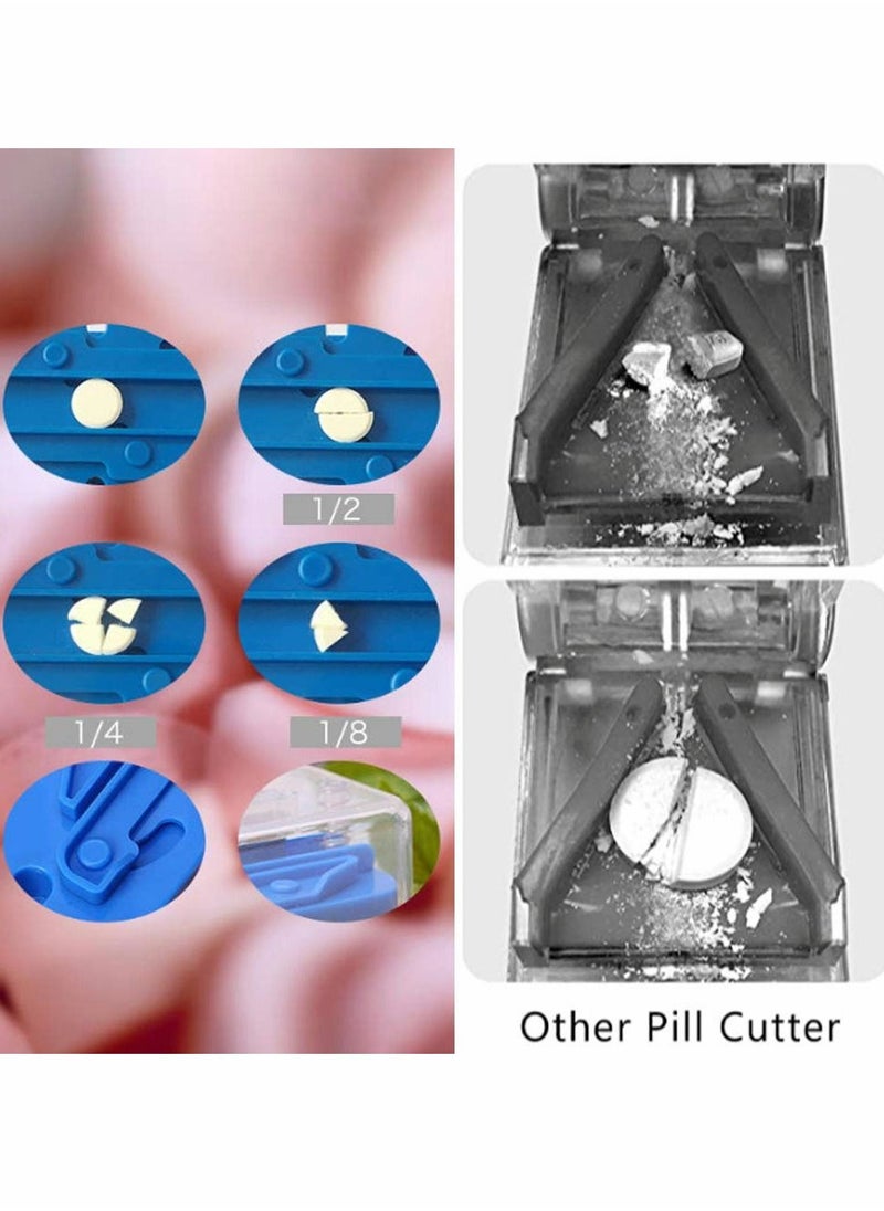 Y&D - Small Pill Cutter, Splitter Cutter for or Large Pills, Cuts Vitamins Tablets, Portable Pretty Crusher Purse Pocket (Pill Blue) - Image 1