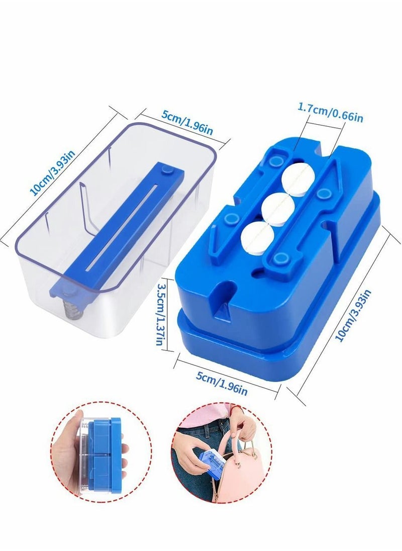Y&D - Small Pill Cutter, Splitter Cutter for or Large Pills, Cuts Vitamins Tablets, Portable Pretty Crusher Purse Pocket (Pill Blue) - Image 1