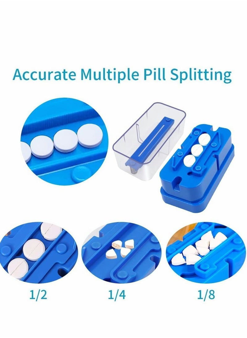 Y&D - Small Pill Cutter, Splitter Cutter for or Large Pills, Cuts Vitamins Tablets, Portable Pretty Crusher Purse Pocket (Pill Blue) - Image 1