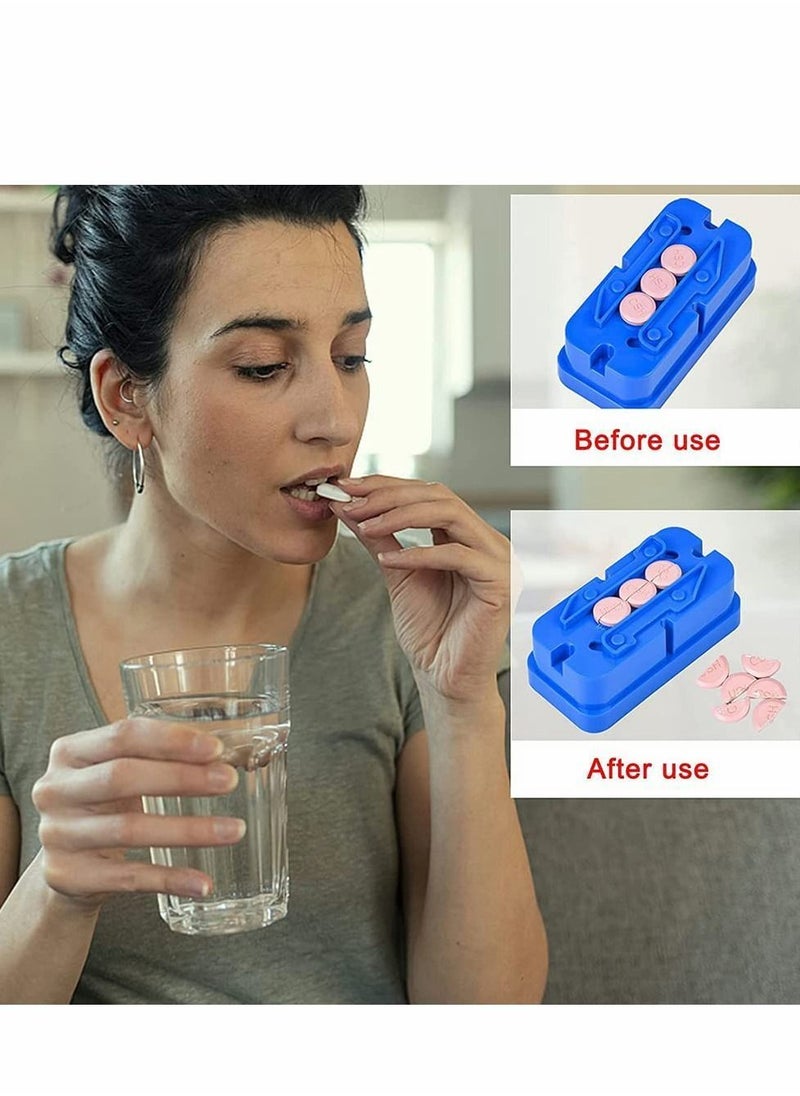 Y&D - Small Pill Cutter, Splitter Cutter for or Large Pills, Cuts Vitamins Tablets, Portable Pretty Crusher Purse Pocket (Pill Blue) - Image 1