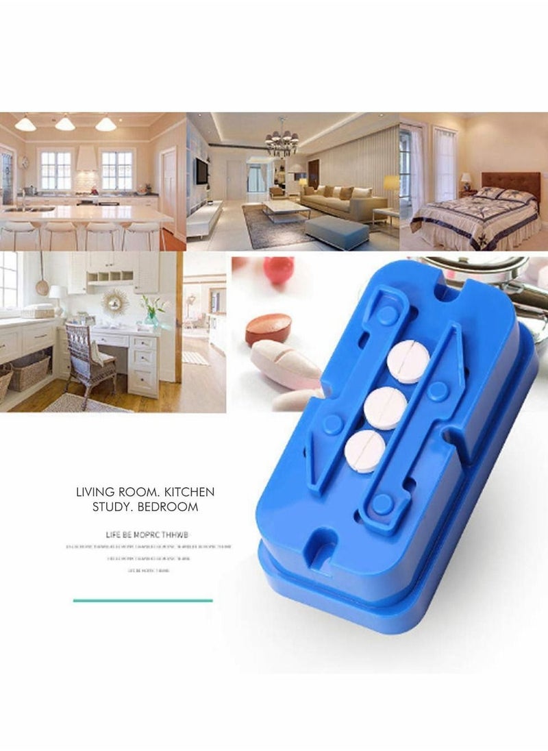 Y&D - Small Pill Cutter, Splitter Cutter for or Large Pills, Cuts Vitamins Tablets, Portable Pretty Crusher Purse Pocket (Pill Blue) - Image 1