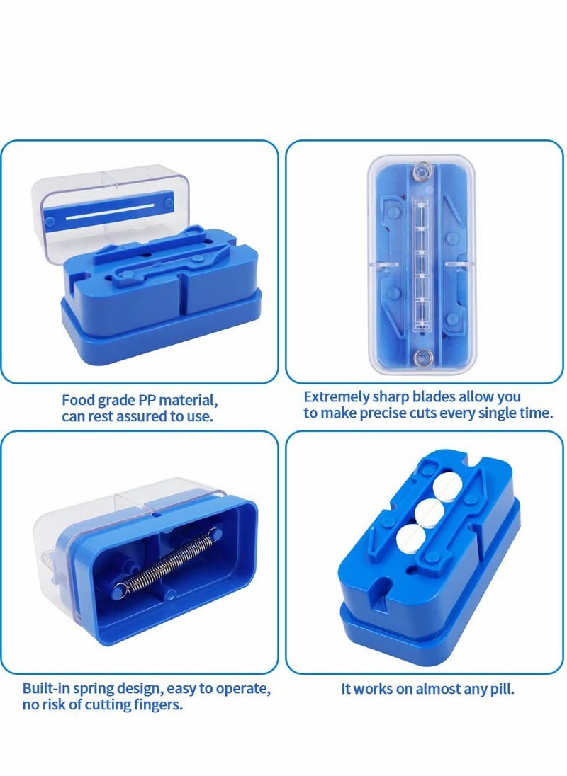 Y&D - Small Pill Cutter, Splitter Cutter for or Large Pills, Cuts Vitamins Tablets, Portable Pretty Crusher Purse Pocket (Pill Blue) - Image 1