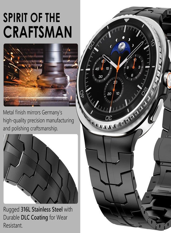 WINGLE Titanium Bands for Galaxy Watch 8/8 Classic Band Samsung Galaxy Watch 8 Band Men 46mm 44mm 40mm Rugged Durable Armor Robust Metal Bands Classy Elegant Casual Business Strap Bracelet, Black - Image 4