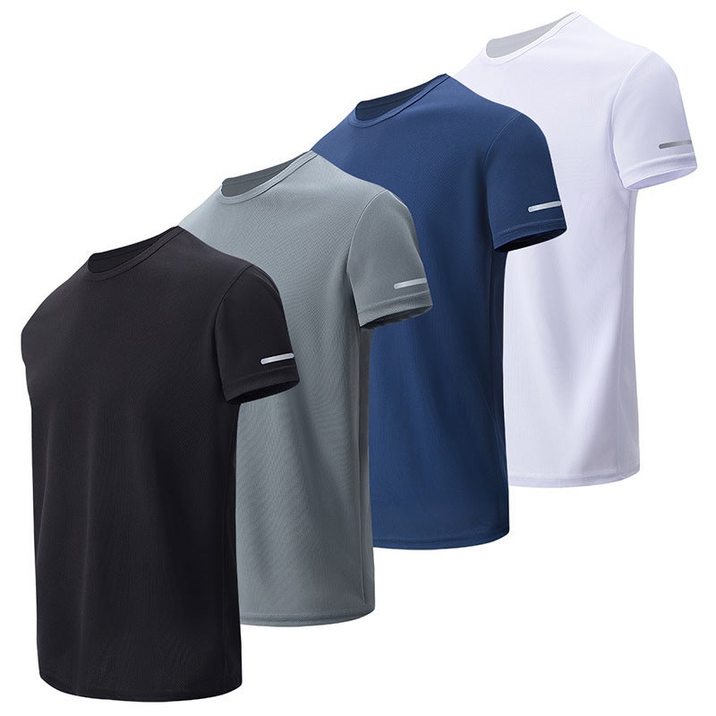 Overseas Cross-Border Foreign Trade Summer Men's Solid Color Quick-Drying Sports Short-Sleeved Loose Running and Mountaineering Casual T-Shirt  Fashion - Image 2