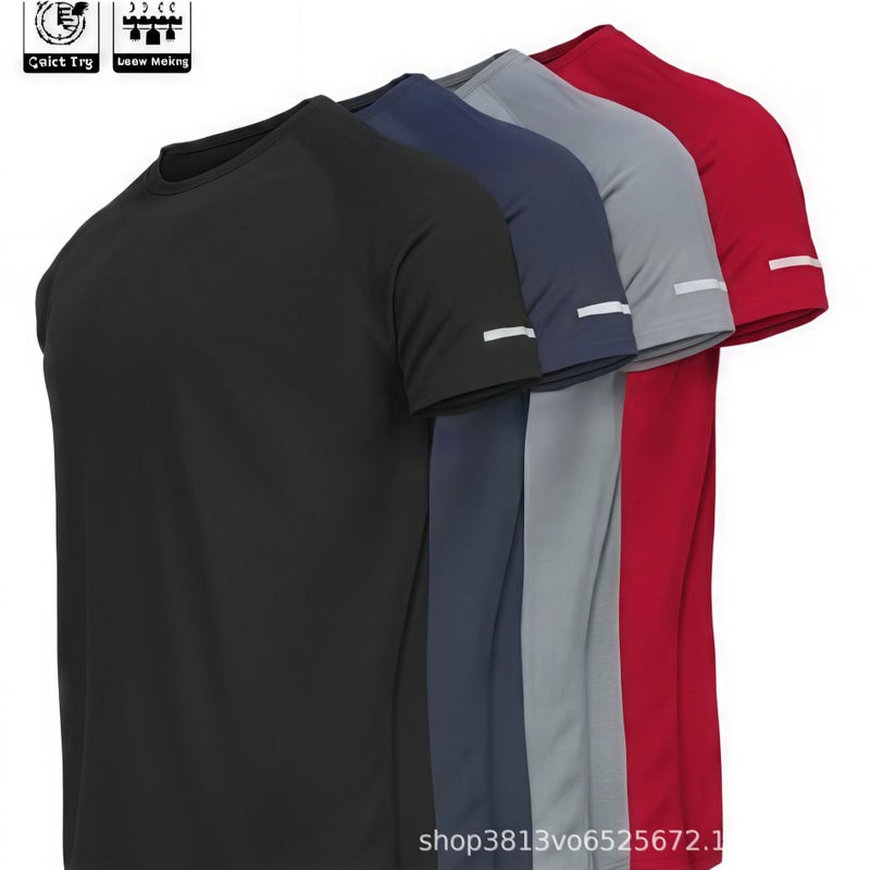 Overseas Cross-Border Foreign Trade Summer Men's Solid Color Quick-Drying Sports Short-Sleeved Loose Running and Mountaineering Casual T-Shirt  Fashion - Image 5