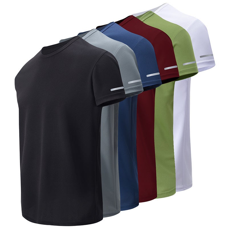 Overseas Cross-Border Foreign Trade Summer Men's Solid Color Quick-Drying Sports Short-Sleeved Loose Running and Mountaineering Casual T-Shirt  Fashion - Image 3