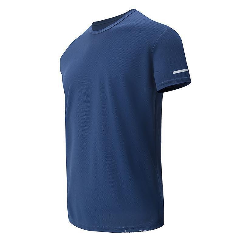 Overseas Cross-Border Foreign Trade Summer Men's Solid Color Quick-Drying Sports Short-Sleeved Loose Running and Mountaineering Casual T-Shirt  Fashion - Image 1