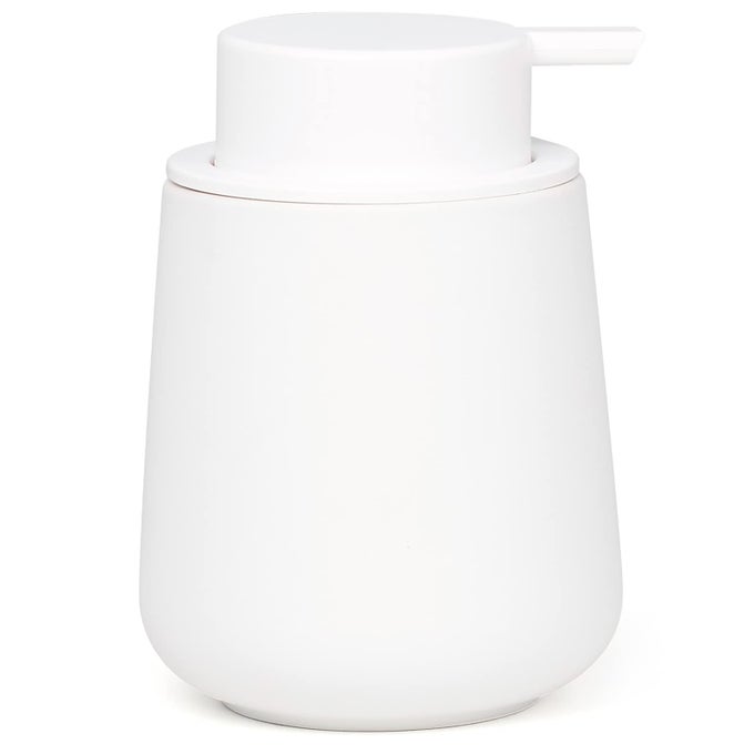 WHITE SOAP DISPENSER CERAMIC HAND DISH SOAP DISPENSER FOR BATHROOM 12OUNCE REFILLABLE LIQUID HAND WASH DISPENSER FOR ESSENTIAL OIL LOTION SOAP RUBBER PAINT
