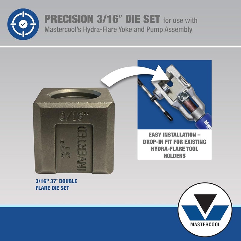 MASTERCOOL 71098-13 3/16″ Double Flare Die Set – Replacement die Set for Hydra-Flare System. - Image 2