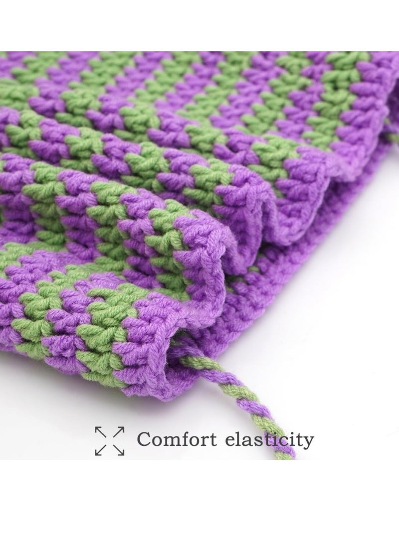 Excefore Crochet Hats for Women, Winter Warm Cap, Women Knitted Cat Beanie Stripe, Beanies Women Fox Hat, Slouchy Beanies for Women Girls - Image 4