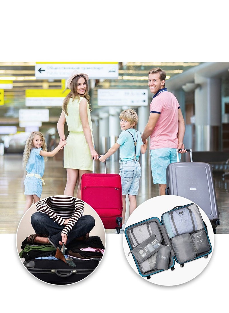 SOLARAE Travel Packing Cubes Set of 8 with Toiletry Bag and Shoe Bag, Made from Durable Waterproof Fabric for Organized Luggage - Gray Travel Accessories. - Image 2