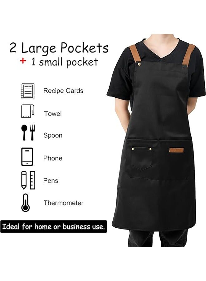 Apron for Men Women with Adjustable Straps and 2 Pockets, Canvas Cotton Cooking Kitchen Chef Bib Aprons Waterproof - Image 5