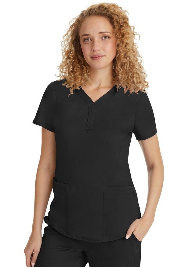 Healing Hands Scrubs for Women Y-Neck Jane Modern Fit, Triple Stitch Detail, 2 Pockets, 2-Way Stretch & Shirttail Hem - 2167, Black, S - Image 5