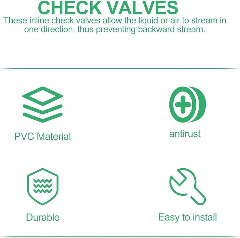 One Way Inline PVC Check Valve Quick Connect High Temperature Resistant For Water Pump Backflow Prevention - Image 3