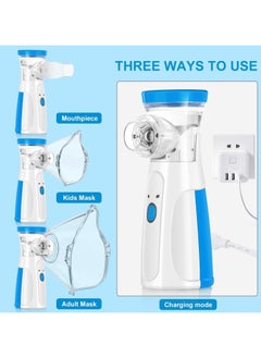 Eworld Portable Handheld Nebulizer Machine, Mini Ultrasonic Vaporizer with Adjustable Mist Output, Efficient Medication Delivery for Adults and Children, Includes Masks and Mouthpieces, Perfect for Home and Travel Use  - Image 3