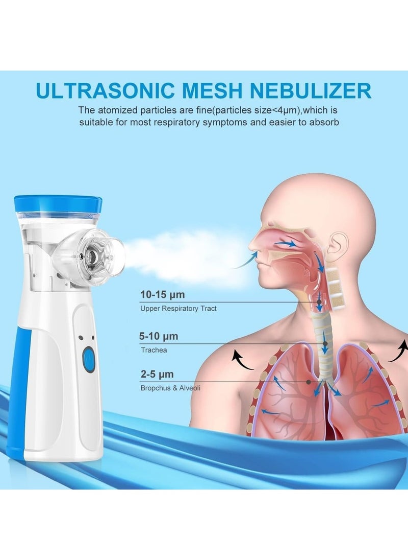 Eworld - Portable Handheld Nebulizer Machine, Mini Ultrasonic Vaporizer with Adjustable Mist Output, Efficient Medication Delivery for Adults and Children, Includes Masks and Mouthpieces, Perfect for Home and Travel Use - Image 1