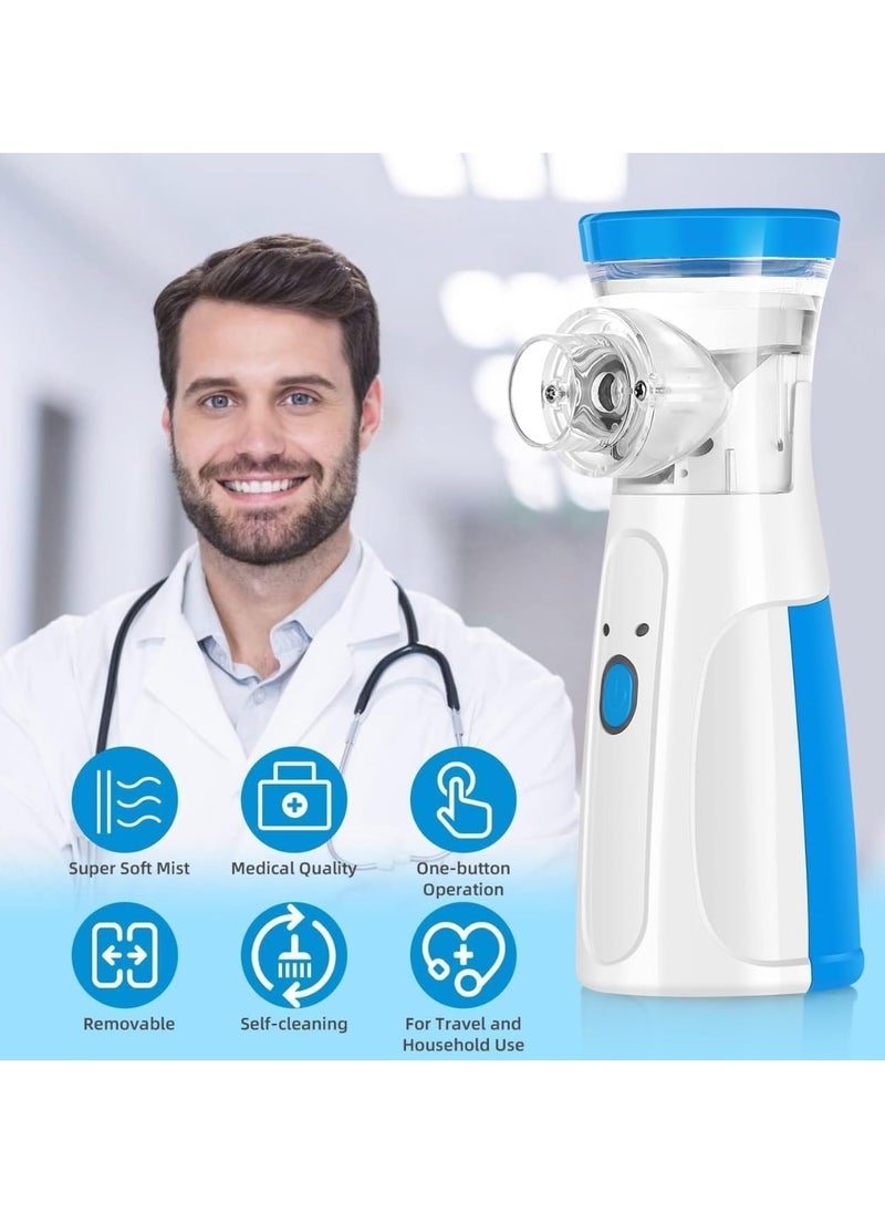 Eworld - Portable Handheld Nebulizer Machine, Mini Ultrasonic Vaporizer with Adjustable Mist Output, Efficient Medication Delivery for Adults and Children, Includes Masks and Mouthpieces, Perfect for Home and Travel Use - Image 1