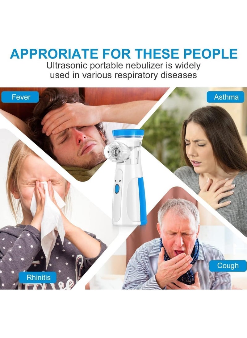 Eworld - Portable Handheld Nebulizer Machine, Mini Ultrasonic Vaporizer with Adjustable Mist Output, Efficient Medication Delivery for Adults and Children, Includes Masks and Mouthpieces, Perfect for Home and Travel Use - Image 1