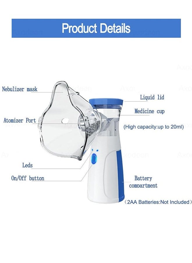 Eworld - Portable Handheld Nebulizer Machine, Mini Ultrasonic Vaporizer with Adjustable Mist Output, Efficient Medication Delivery for Adults and Children, Includes Masks and Mouthpieces, Perfect for Home and Travel Use - Image 1