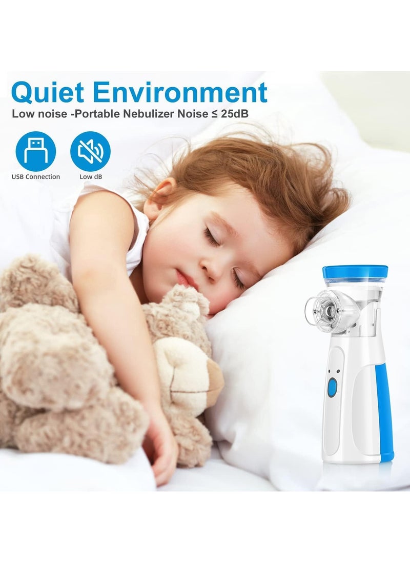 Eworld - Portable Handheld Nebulizer Machine, Mini Ultrasonic Vaporizer with Adjustable Mist Output, Efficient Medication Delivery for Adults and Children, Includes Masks and Mouthpieces, Perfect for Home and Travel Use - Image 1