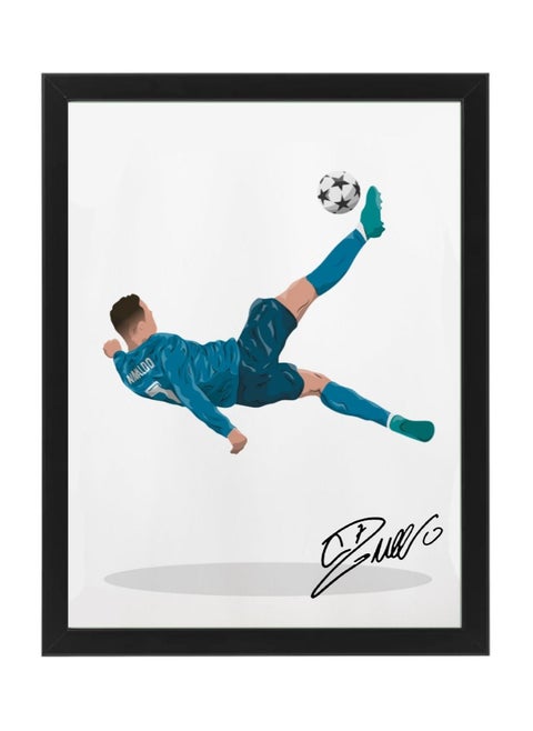 Ronaldo Bicycle Goal Autographed Poster with Frame 30x40cm