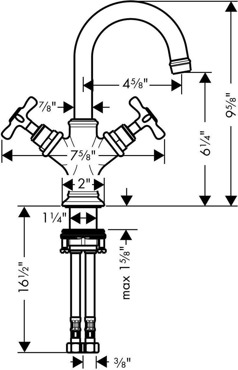 AXOR Montreux Classic Timeless Hand Polished 2Handle 1 10inch Tall Bathroom Sink Faucet in Brushed Nickel 16505821 - Image 5