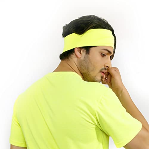 SOUL eTHICS Premium Cotton Gym, Sports, Yoga, Running, Hair, Elastic Headband for Men and Women with Non-Slip Fabric, Freesize (Yellow Neon) - Image 4