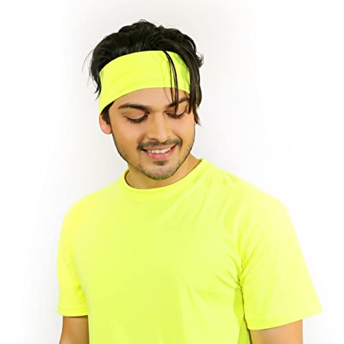 SOUL eTHICS Premium Cotton Gym, Sports, Yoga, Running, Hair, Elastic Headband for Men and Women with Non-Slip Fabric, Freesize (Yellow Neon) - Image 2