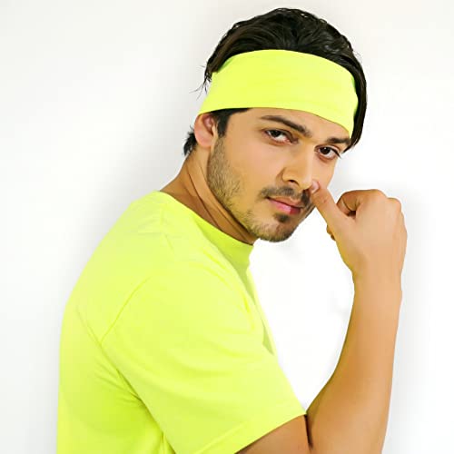 SOUL eTHICS Premium Cotton Gym, Sports, Yoga, Running, Hair, Elastic Headband for Men and Women with Non-Slip Fabric, Freesize (Yellow Neon) - Image 3