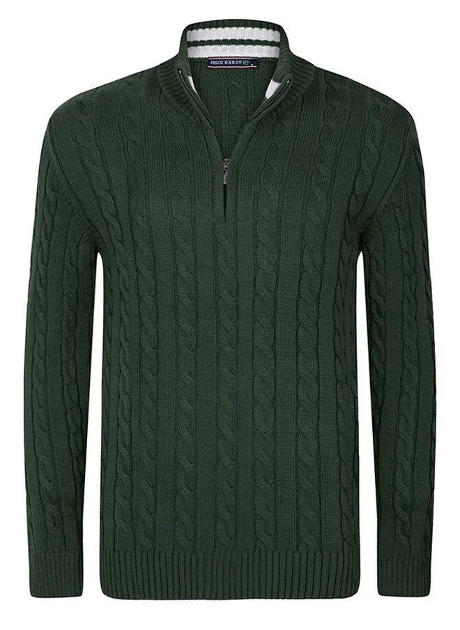 FELIX HARDY Cable knit half zip jumper
