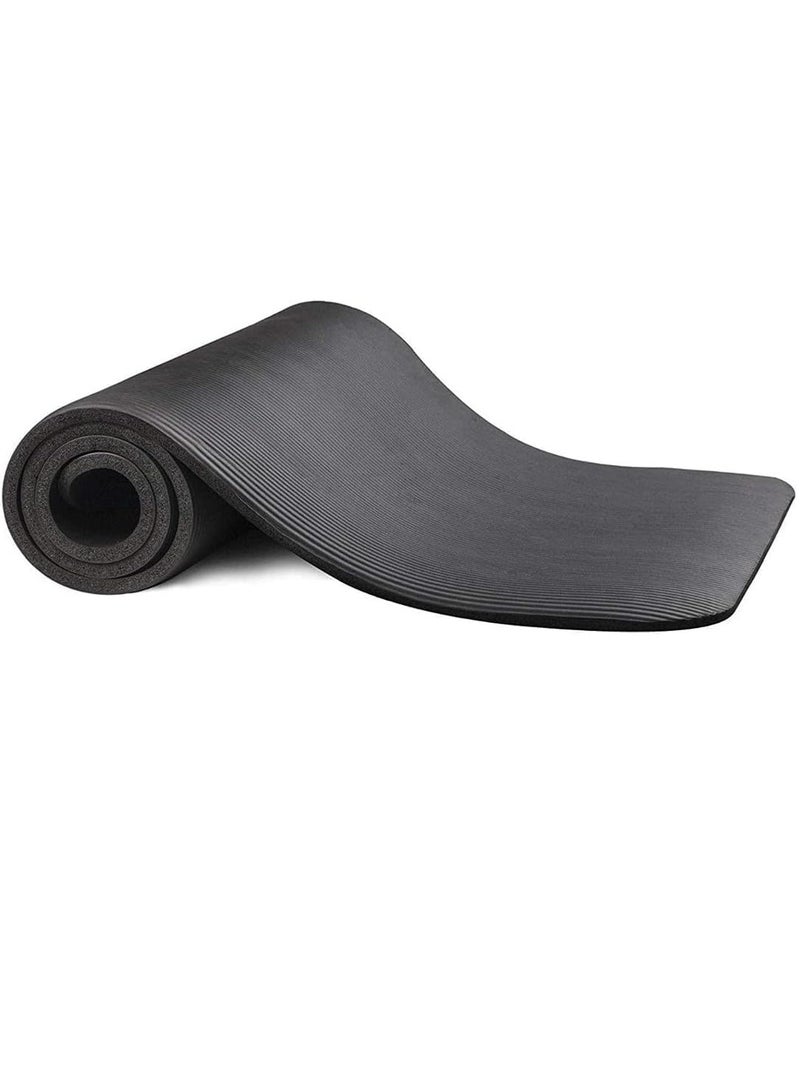 سجادة يوجا، 183 * 61 سم طول 1 سم غير قابلة للانزلاق مريحة من رغوة سجادة يوجا، سوداء - Image 5