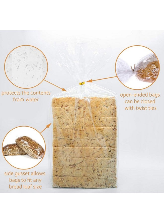 موريباك أكياس خبز مع أربطة، 100 قطعة، مقاس 18×4×8 بوصة، أكياس بلاستيكية قابلة لإعادة الاستخدام لتخزين الخبز محلي الصنع وتقديمه كهدية - Image 3