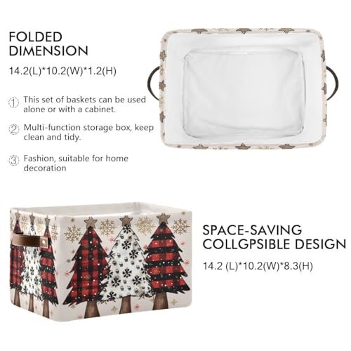 Bolaz Three Christmas Three Christmas Trees Storage BasketLarge Storage Bin Fabric Collapsible Organizer Bag with Handles 15x11x95 inch - Image 3
