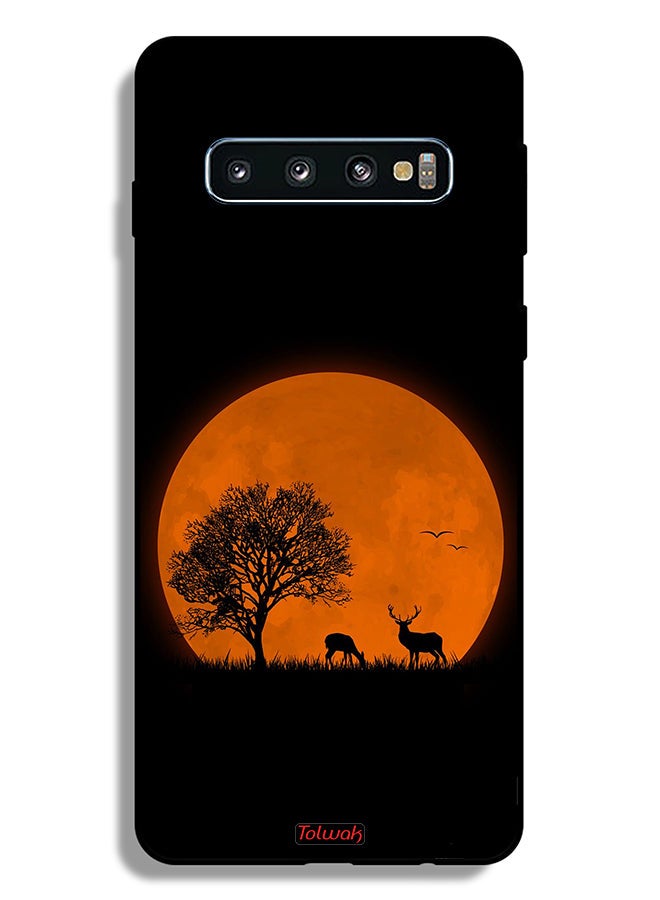 Tolwak Samsung Galaxy S10 Plus Protective Case Cover Evening Moon Art - Image 2