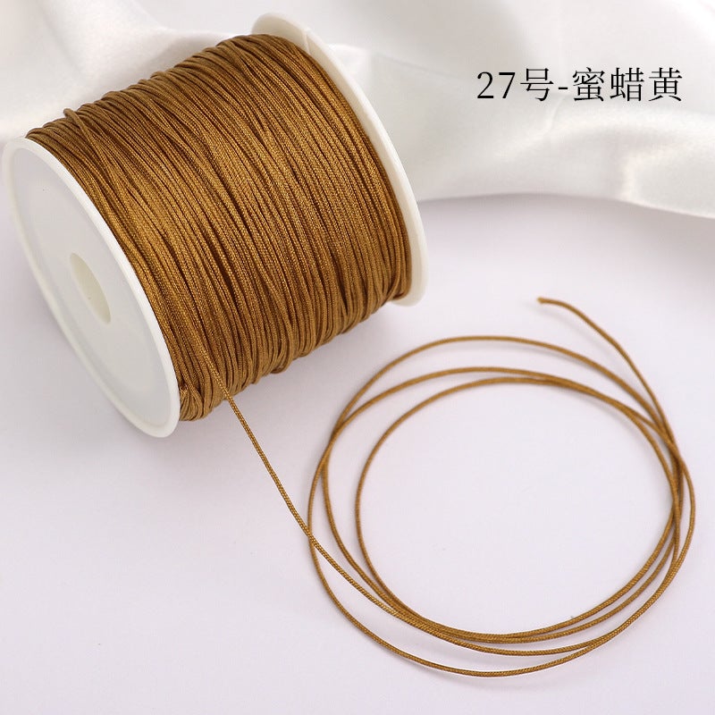 خيط صيني معقود يدويًا باللون الأحمر DIY للمجوهرات شمع أصفر رقم 27/لفة واحدة - Image 1