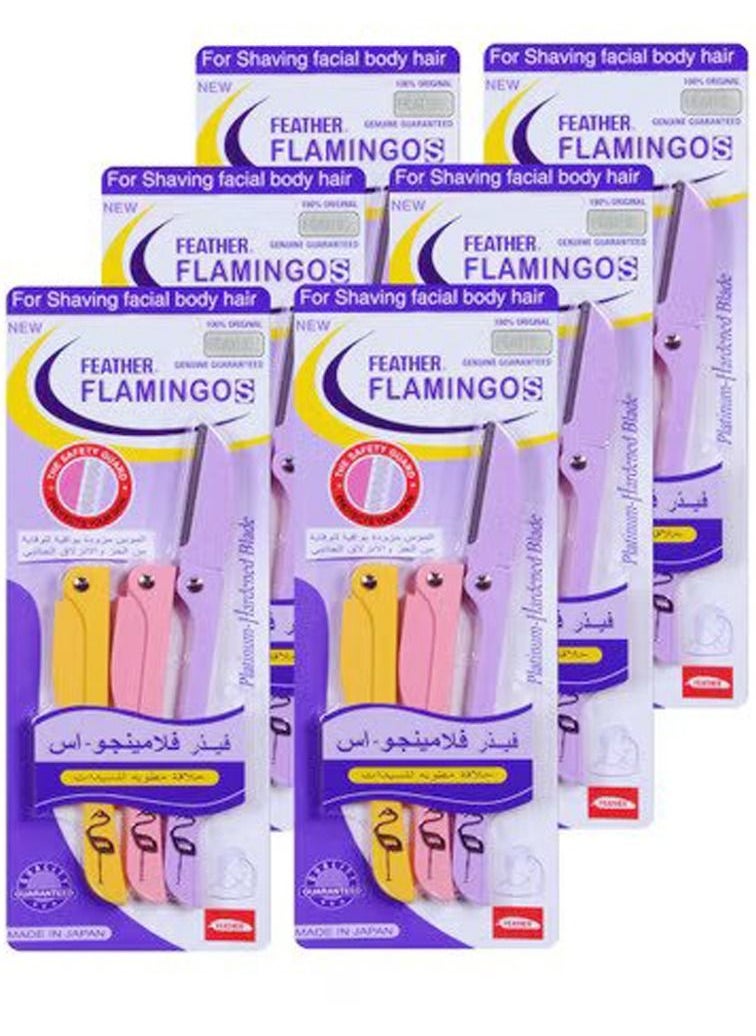 Feather-Flamingo Pack of 6 - Feather Flamingos Facial Stainless Steel Safe Razor  - Image 1