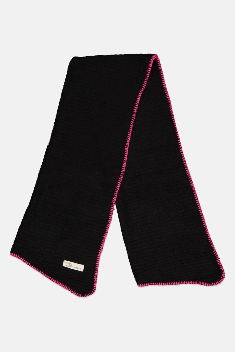 Vintage Havana Women Knitted Scarves 174 L x 57 H cm, Black - Image 1