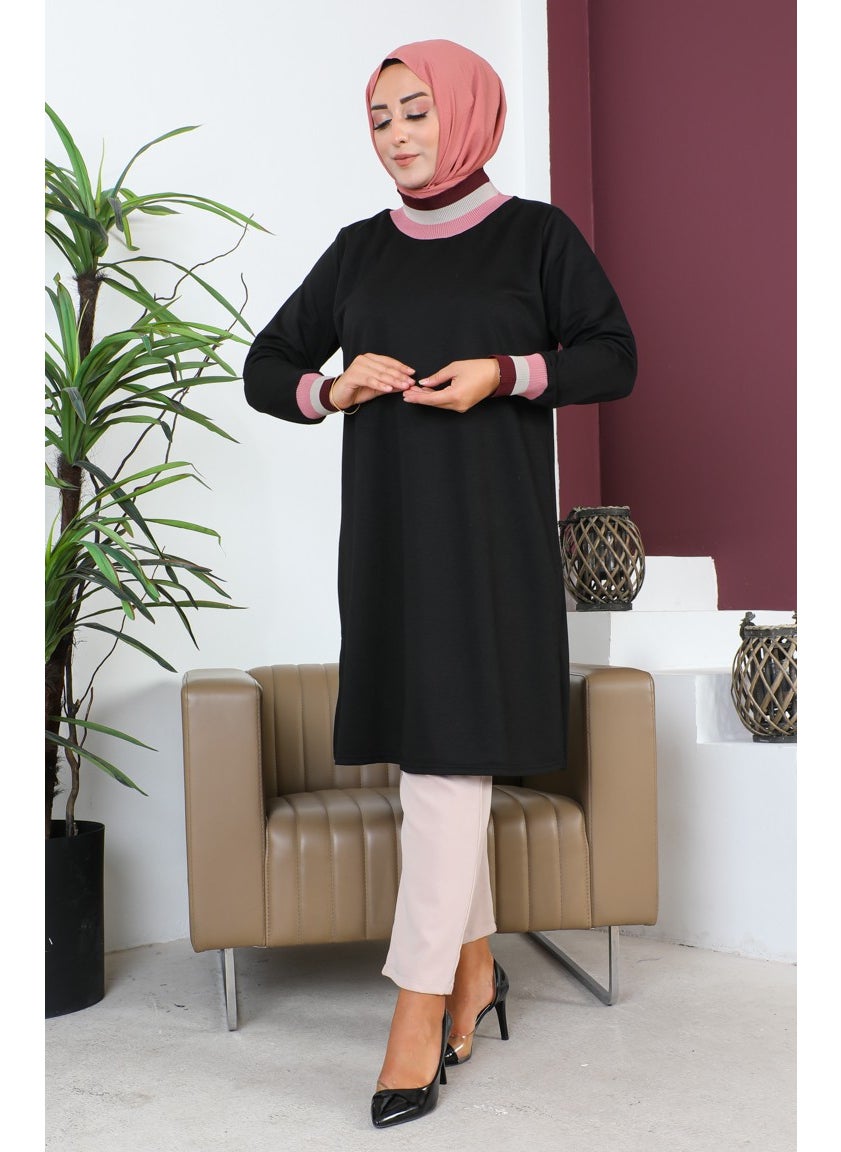 Sefa Merve Plus Size Ribbed Tunic 2030-03 Black  - Image 3