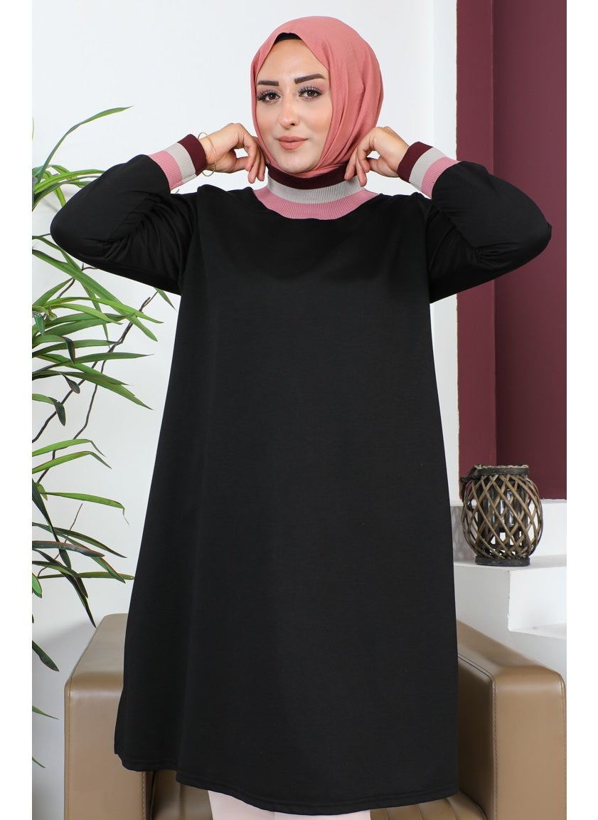 Sefa Merve Plus Size Ribbed Tunic 2030-03 Black  - Image 4