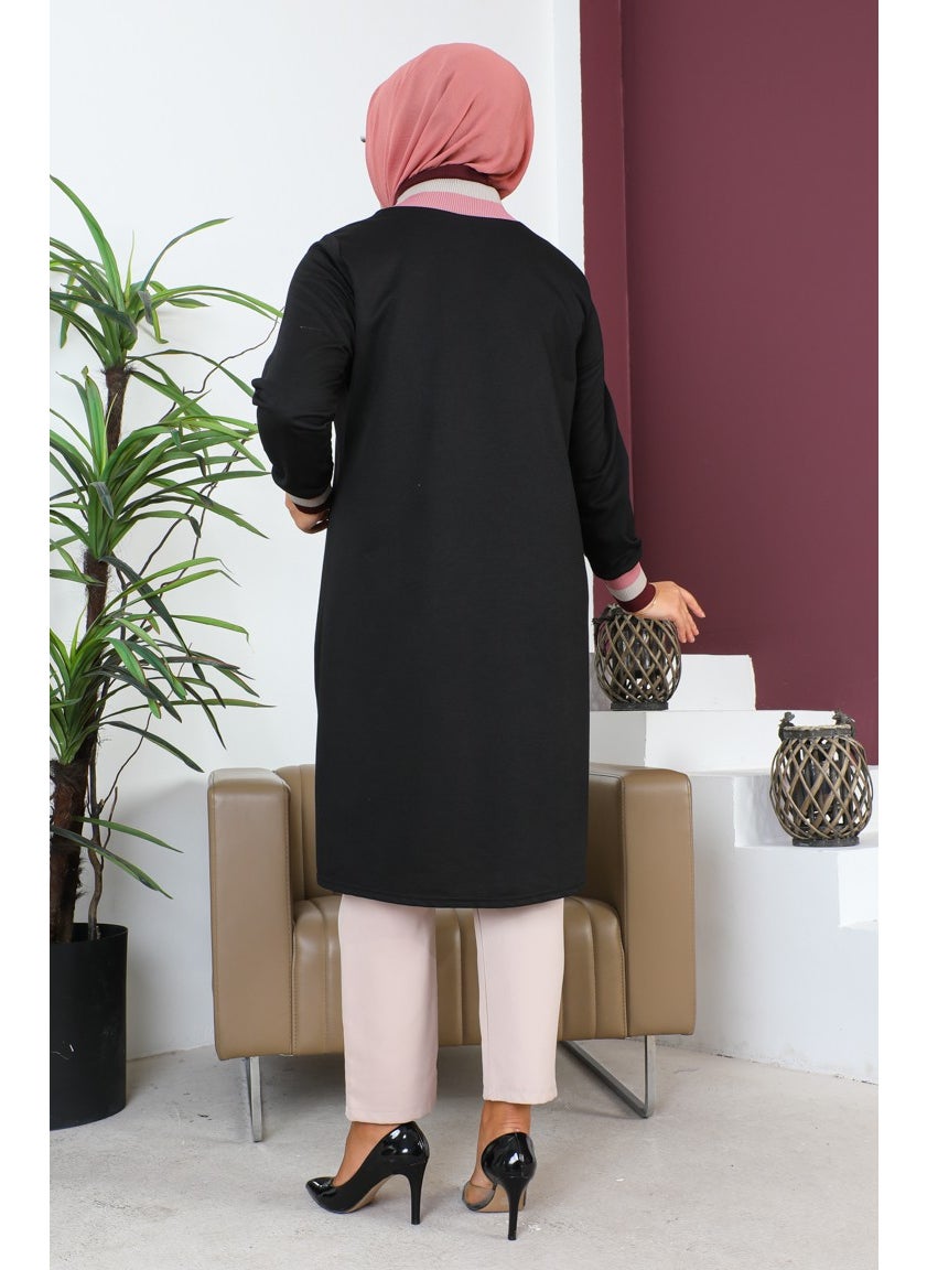 Sefa Merve Plus Size Ribbed Tunic 2030-03 Black  - Image 5