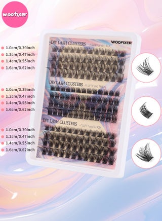 Lash Clusters, Lash Adhesive Glue & Lash Tweezer Set Eyelash Extensions Wispy False Eyelashes Lash Clusters DIY Eyelash Extensions Individual False Eyelashes for Women D-Curl Perfection for Your Eyes! - view 2