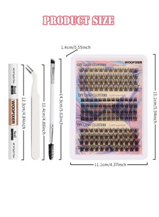 Lash Clusters, Lash Adhesive Glue & Lash Tweezer Set Eyelash Extensions Wispy False Eyelashes Lash Clusters DIY Eyelash Extensions Individual False Eyelashes for Women D-Curl Perfection for Your Eyes! - view 3