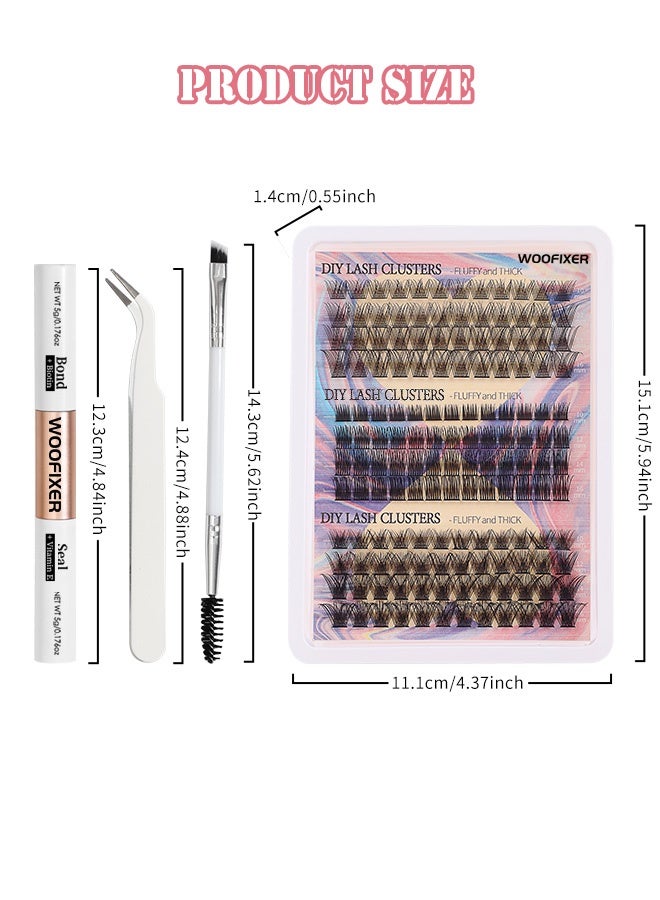 Woofixer Lash Clusters, Lash Adhesive Glue & Lash Tweezer Set Eyelash Extensions Wispy False Eyelashes Lash Clusters DIY Eyelash Extensions Individual False Eyelashes for Women D-Curl Perfection for Your Eyes! - Image 3