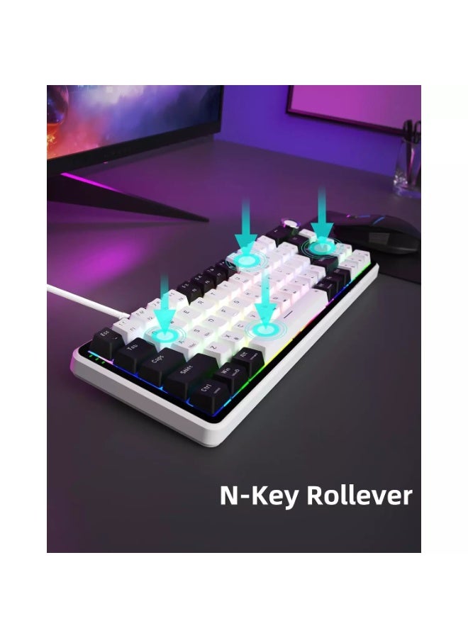 Linkerfoo LF67R1 Wired Magnetic Gaming Keyboard – 65% Layout, Outemu Magnetic Hall Effect Switches, 8000Hz Polling, Rapid Trigger, RGB Backlit, Hot-Swappable, QMK/VIA, Volume Knob, USB-C (White Black) - Image 3