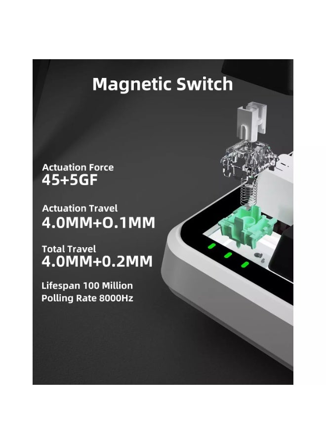 Linkerfoo LF67R1 Wired Magnetic Gaming Keyboard – 65% Layout, Outemu Magnetic Hall Effect Switches, 8000Hz Polling, Rapid Trigger, RGB Backlit, Hot-Swappable, QMK/VIA, Volume Knob, USB-C (White Black) - Image 5