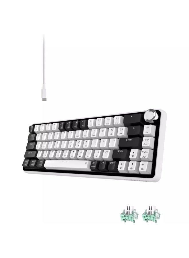 Linkerfoo LF67R1 Wired Magnetic Gaming Keyboard – 65% Layout, Outemu Magnetic Hall Effect Switches, 8000Hz Polling, Rapid Trigger, RGB Backlit, Hot-Swappable, QMK/VIA, Volume Knob, USB-C (White Black) - Image 1