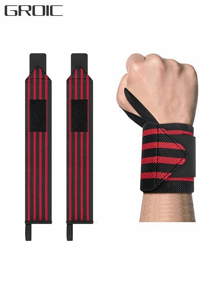 GROIC - 2PCS Wrist Wraps,22" Wrist Brace Lifting Wrist Support with Heavy Duty Thumb Loop Can Prevent Wrist Strains and Sprains During Exercise, Strength Training, Bodybuilding, Weight Lifting - Image 1