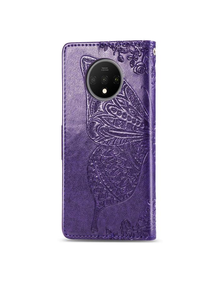 S-TOP Case For One Plus 7T Butterfly Love Flower Embossed Horizontal Flip Leather Case with Bracket Lanyard Card Slot Wallet - Image 4