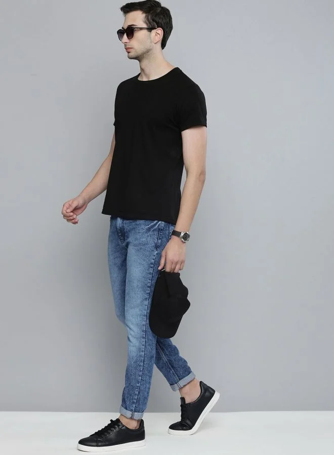 The Indian Garage Co Men Slim Fit Solid Mid-Rise Stretchable Jeans